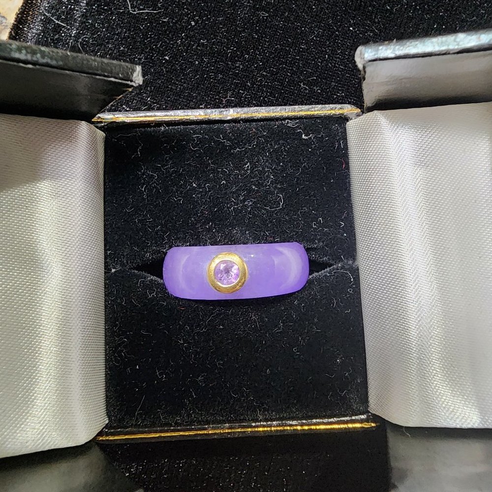 14K Gold Purple Jade Amethyst Ring (A26)